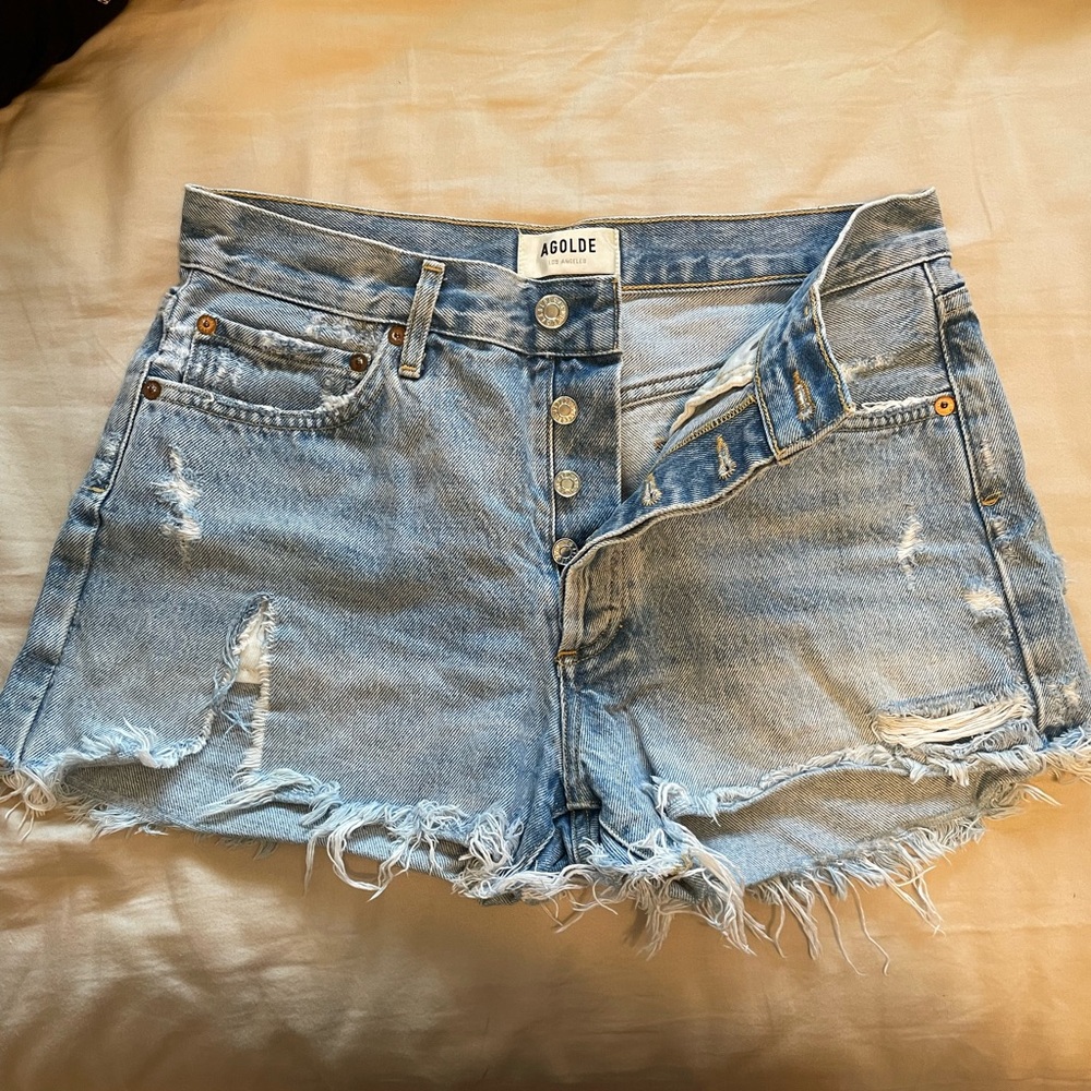 AGOLDE Size 27 light wash, distressed short